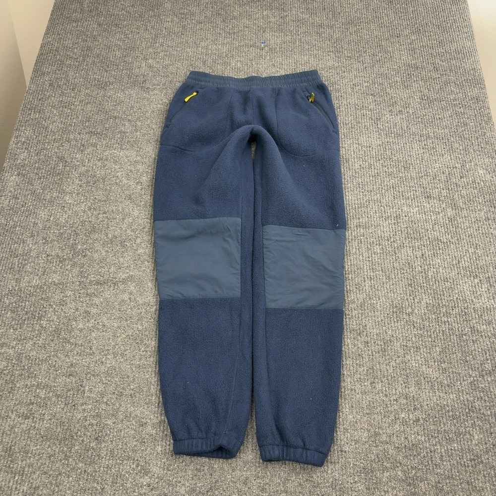LL Bean Fleece Pants Kids 18 Blue Nylon Overlay Reinforced Knee Gorpcore Style